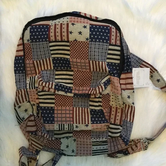 Retro Patchwork Stars & Stripes Backpack - Picture 4 of 4